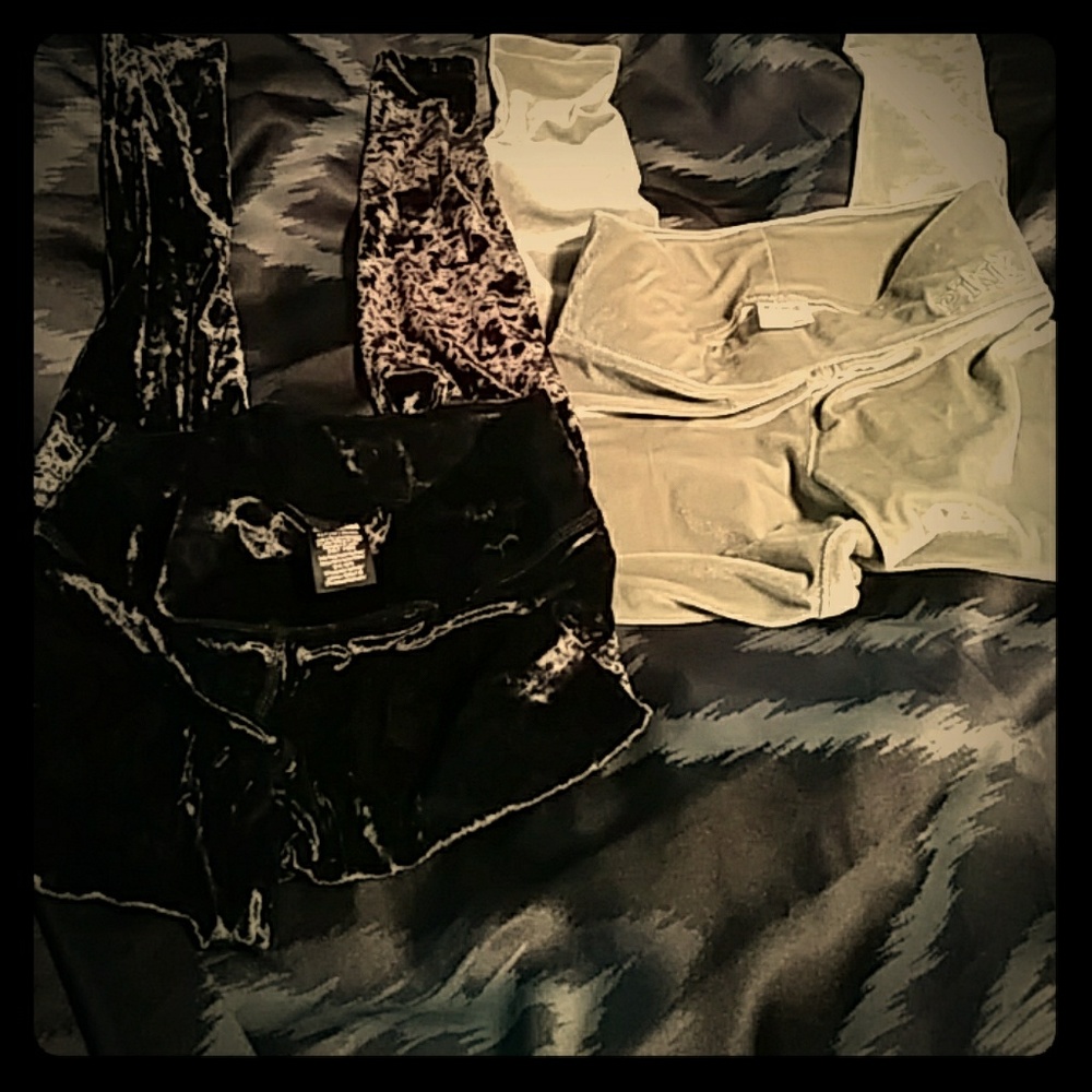 Two pairs of Victoria's Secret Pink velvet legging